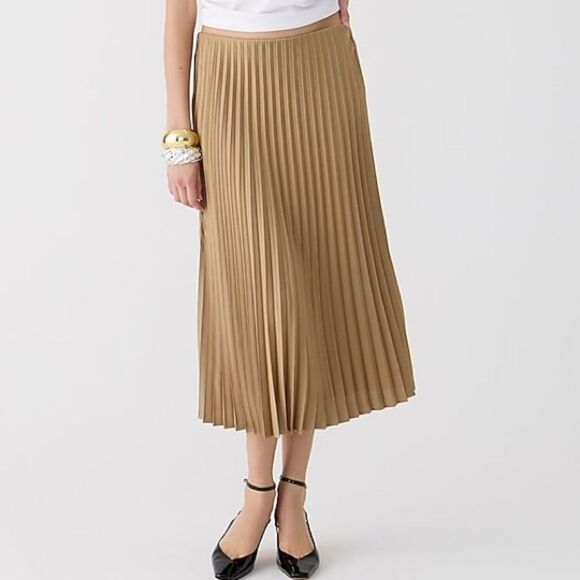 J Crew NWT Gwyneth Pleated Slip Skirt Size Small in Camel - Picture 1 of 8